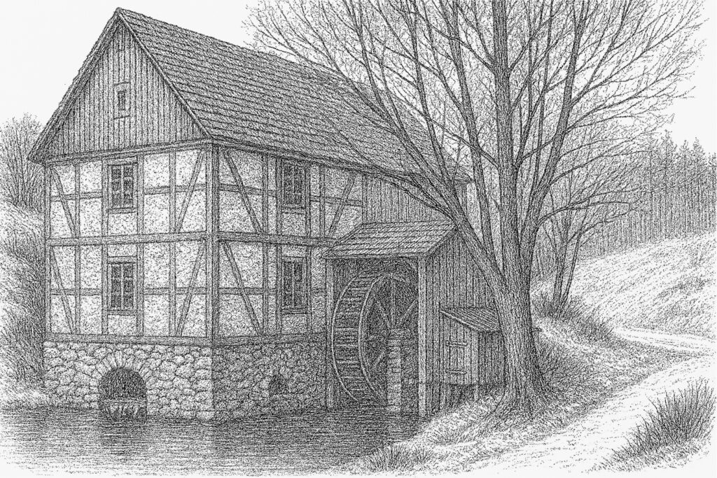 So könnte die Mühle ausgesehen haben. KI-Generiert.